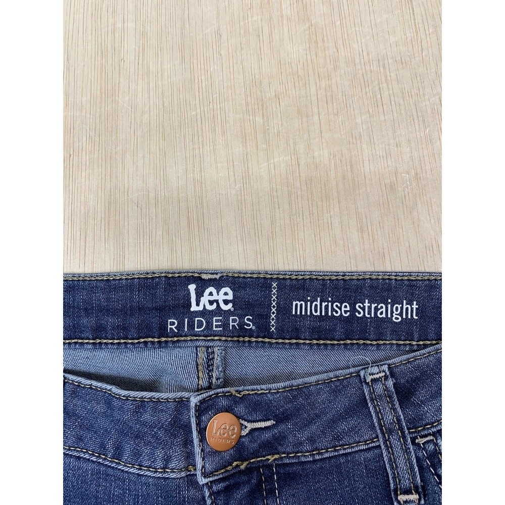 Lee Riders Jeans Women's 14 Approx 34x27 Midrise Straight Leg Dark Blue Denim - Picture 8 of 9